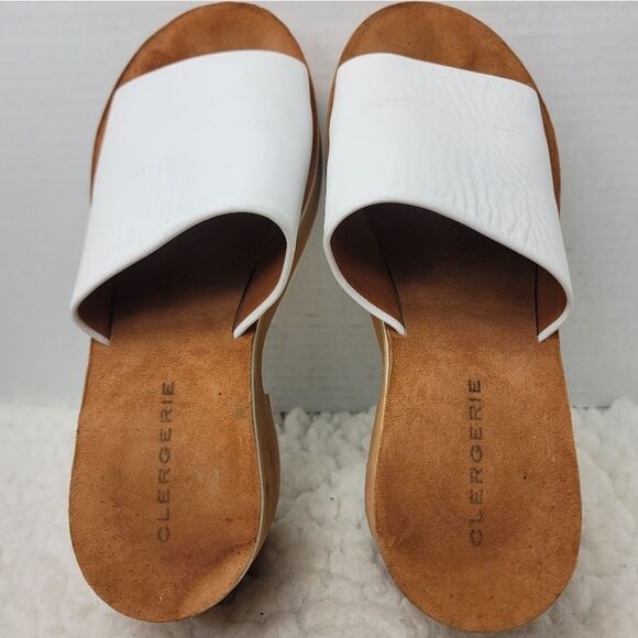 Clergerie Paris Clem Women's Platform Sandals Size 7.5 White Leather OpenToe - Picture 8 of 10